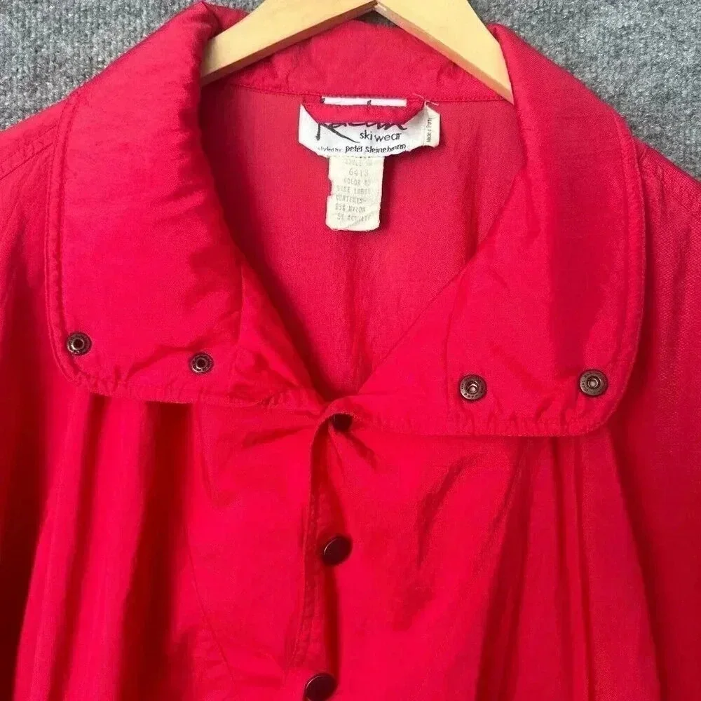 Vintage 80s Kaelin Ski Wear Windbreaker Mens Large Red Pullover Casual Jacket‎